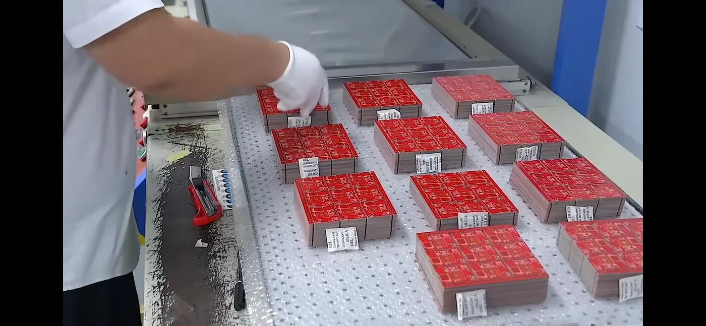 Finished PCB panels prepared for inspection and production release